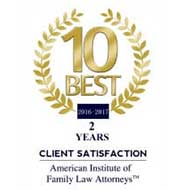 10 Best 2016-2017 | 2 Years | Client Satisfaction | American Institute of Family Law Attorneys